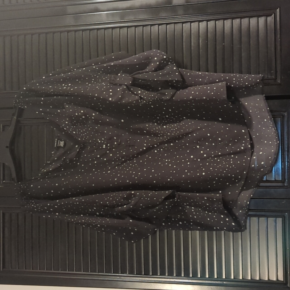 Torrid black Georgette top sheer roll tab sleeves wide neck